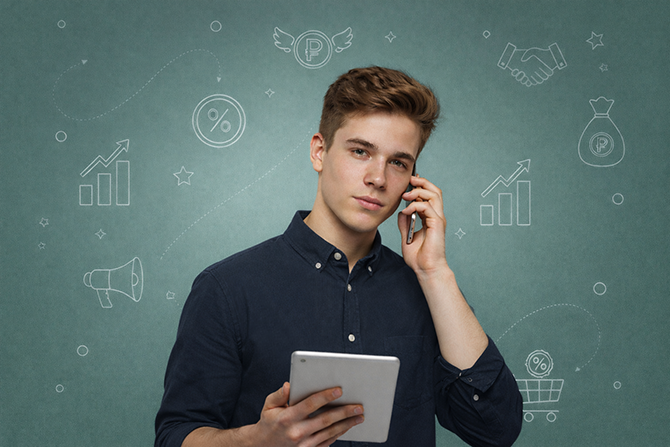 1) Модуль вверху - Баннер специальность - Торговое дело